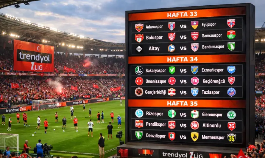 Trendyol 1. Lig 2026’nın 33, 34 ve 35. Haftaları İçin Maç Takvimi Belirtildi